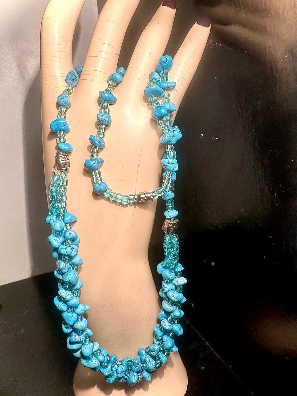 Boho Turquoise Style Necklace vintage chunky teal